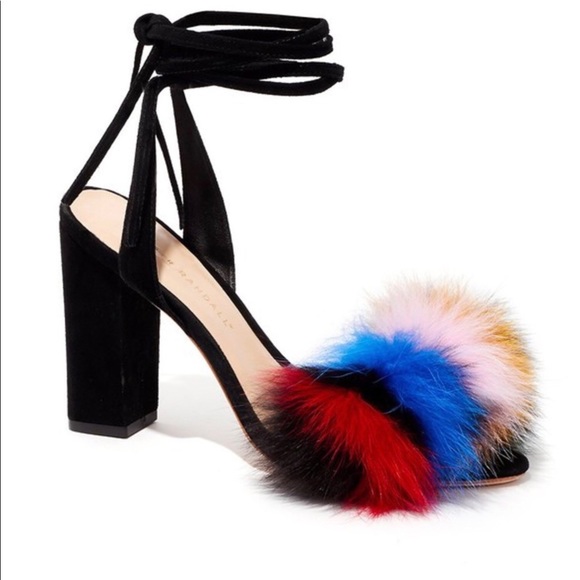 Loeffler Randall Black Nicolette Fox Fur-Trimmed - Picture 1 of 10